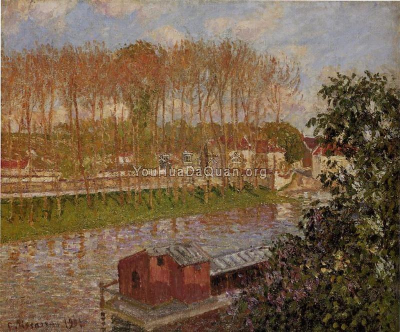 Setting Sun at Moret - 卡米耶·毕沙罗